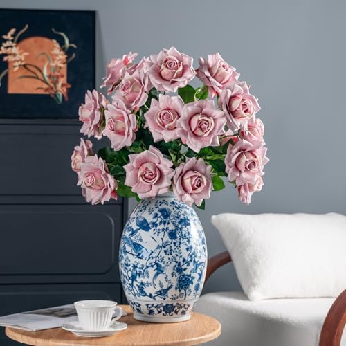Artificial Flowers Artificial Roses Fake Roses 23.2In 20PCS Long Stem Artificial Flowers for Tall Vase Silk Rose Suitable for Indoor Wedding Party Decor Valentine's Day DIY Bouquet Spring,Pink - Image 3