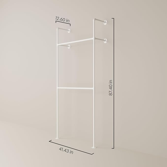 pamo Industrial Pipe Clothing Rack White Metal - Image 2