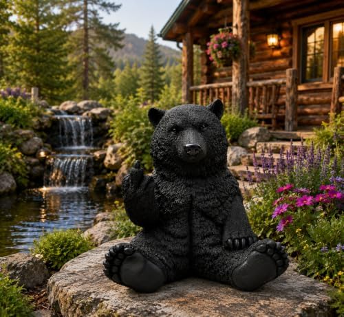 12" Hilarious Papa Bear Middle Finger Statue – Outdoor Decor - Image 2