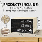 Decorative Books For Home Decor, Christian Table Faux Wood Book Stack Decor, With God All Things Are Possible Bible Stacked Book Decor, Stack Display Books For Nightstand Display, Three Pieces -C(14) - Image 2