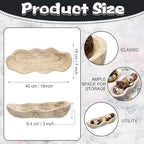 Nuogo 16 Inch Wooden Wavy Edge Dough Bowl Supplies, Light Wood Color - Image 2