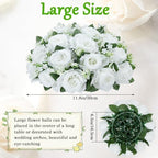 2 Pcs Flower Centerpieces for Tables White Arrangement Bouquet, 12.6in - Image 3