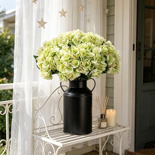 Kimura's Cabin 6pcs Hydrangea Artificial Flowers Fake Hydrangeas,Lime Green - Image 5