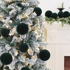 18PCS Green Velvet Christmas Ornaments Set,3.15IN Flocked Ornaments Balls - Image 5