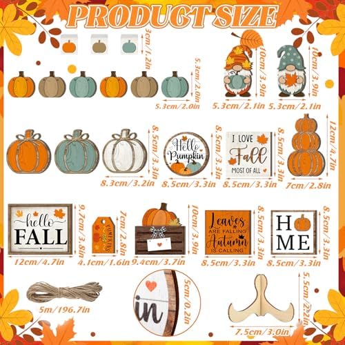 Fairysandy 21 Pcs Fall Tiered Tray Decor, Thanksgiving Table Sign, Pumpkin - Image 3