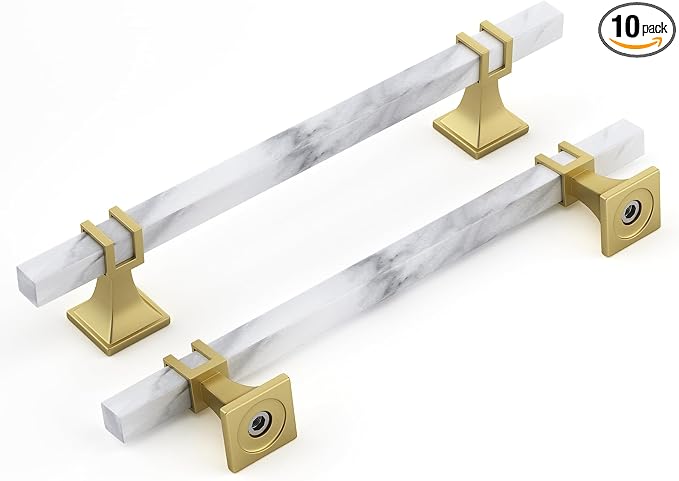 Rergy Cabinet Handles Marble Drawer Pulls and Knobs, T-Bar Hardware by Rergy