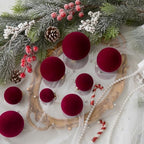 46Pcs Velvet Christmas Ball Ornaments Set - Flocked Shatterproof Christmas Tree Decorations Classic Hanging Ornaments with Rope for Xmas Wreath Holiday Home Decor (Multi-Size, Burgundy) - Image 3