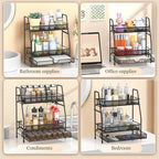 2-Tier Bathroom Counter Organizer with Drawer, Bathroom and Makeup Organizer Countertop, Easy to Install, Ideal for Bathroom organizer, Vanity, Large Skincare, Perfume, Present, and More,Black - Image 6