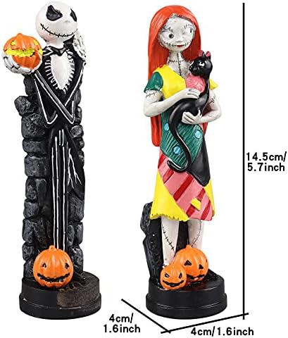 A Nightmare Before Christmas Figurines Set ~ 2 Pack Jack Skellington and Sally with Pumpkin Halloween Statue Sculpture Home Decoration Collection Gifts - Image 5