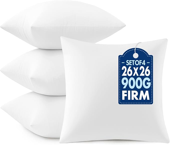 MIULEE 26x26 Euro Pillow Inserts 4 Pack, Throw Pillows by MIULEE