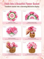 Crochet Flower Bouquet Coasters, Cotton Tulip Gift for Home Decor 2Pcs - Image 3