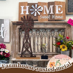 Tandefio 1 Pcs Farmhouse Windmill Table Top Country Decor, Metal Rusty - Image 4