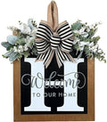 Last Name Front Porch Decor - Welcome Sign With 26 Letter Monogram (H) - Outdoor Decorations for All Seasons by ELEFOCUS