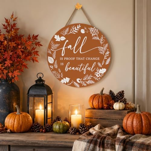 Fall Decorations for Home, Minimalist Fall Wooden Door Sign - Image 4