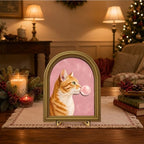 Whimsical Cat Bubble Gum Pink Wall Art Sign Funky Table Decor - Image 5