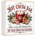 Christmas Decorations Hot Cocoa Bar Gingerbread Wooden Box Sign by GUDIO