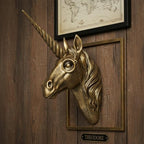 JJALIGHTS Exquisite Resin Animal Head Wall Sculpture (Gift Metal Frame) - Imitation Copper Vintage Decor for Living Room, Bedroom & Office | Decorative Wall Hanging Art (Unicorn) - Image 4