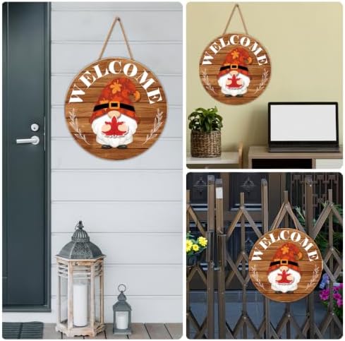 Interchangeable Gnome Welcome Sign Fall Halloween Decor, Russety - Image 6