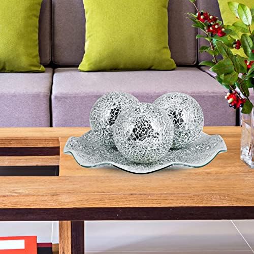 MDLUU Mosaic Centerpiece Tray, 11.6" Decorative Glass Plate, Home Decor Glass Bowl for Dining Room Table, Coffee Table, Gift (Silver) - Image 6