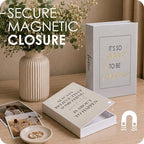 Modern Decorative Books Set of 2 Premium Linen Hardcover Faux Book Box with Reliable Magnetic Closure & Paulownia Wooden Chain - Image 6