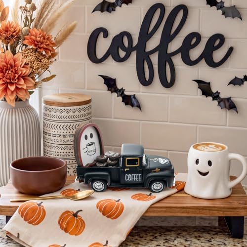 Halloween Coffee Table Decor Coffee Ghost Vintage Metal Truck, Black - Image 5