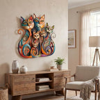 Wesiti Metal Cat Wall Art Decor Colorful Sculptural Mid Century 12.3x13 - Image 4