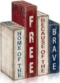 Lineshading 4 Pcs 4th of July Decoration Wooden Book Patriotic Table Sign by Lineshading
