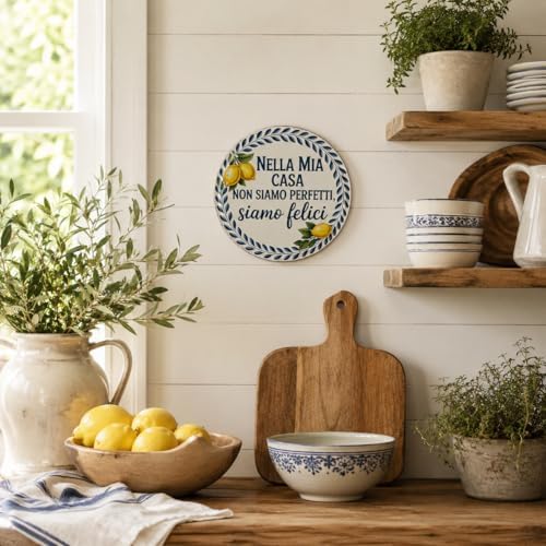 Non Siamo Perfetti Siamo Felici Italian Metal Sign 8x8in Round Family Plaque for Living Room Wall Decor Meaningful Gift - Image 4