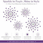 ZEXUIRU 4 Set Silver Starburst Wall Art for Home Decor Metal Bling Crystal Rhinestones Sunburst Wall Decor Sparkling Rhinestone Art Accent Silver - 13 in - Image 5