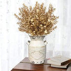Gold Decorations Artificial Plants, CATTREE Golden Berry Leaves Fake Simulation Spiky Leaf Grass Plastic Faux Shrubs Bushes Ornaments Home Indoor Outdoor Wedding Decor Hall Table Planter Filler 4 Pack - Image 2