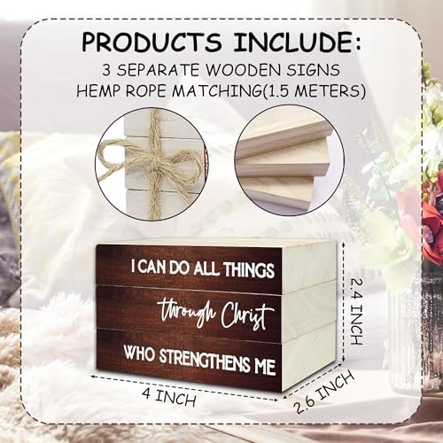 Decorative Books for Home Decor, Wood Book Stack for Table Decor, I Can Do All Things Through Christ Who Strengthens Me Decoration Books for Office Shelf, Farmhouse Stacked Books Decoration (L73) - Image 2