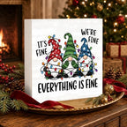 Christmas Decorations Everything Is Fine Christmas Gnome Wood Box Sign - Image 3