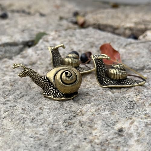 3Pcs Brass Snail Statue Set,Vintage Mini Copper Figurines for Desk Garden - Image 6