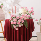 10pcs Pink Roses Artificial Flowers, Realistic Faux Rose with Long Stem - Image 2
