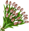 ONLY ART Artificial Brown Tulips 20 Pcs – 13.5 Inch PU Faux Flowers with Bendable Stems for Home Décor, Wedding Centerpieces, DIY Floral Arrangements, New Year and Valentine's Day by ONLYART