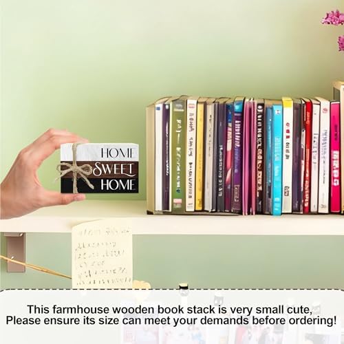 Ycyfckdr Mini Decorative Books for Home Decor, Rustic Wood Stack for Table, Home Sweet Decor Books for Living Room Shelf, Farmhouse Stacked Book Gift (L10) - Image 2