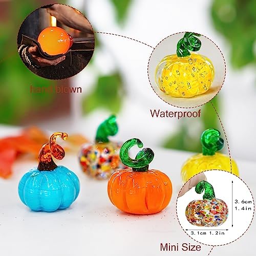 4 Pcs Blown Glass Pumpkin Figurines Fall Thanksgiving Centerpiece Decor - Image 5