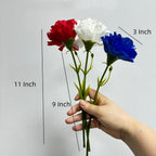 10Stem Red Fake Carnation Flowers Stem,Realistic Silk Petals Cake Top Decor - Image 2