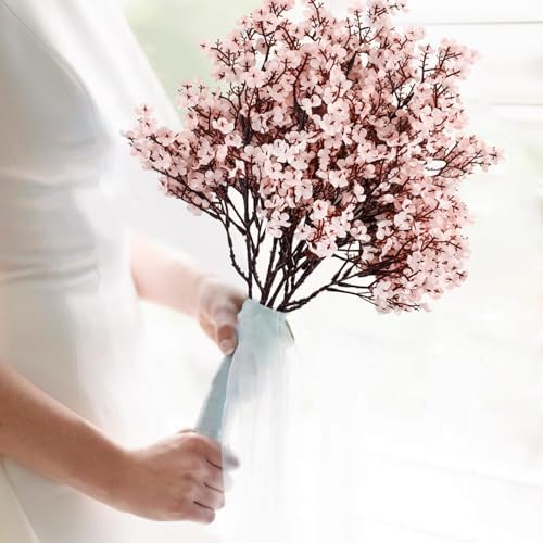 Babys Breath Artificial Flowers 6Pcs Fake Flowers Real Touch Faux Gypsophila Bouquet for Home Wedding Party Table Decor (Pink) - Image 6