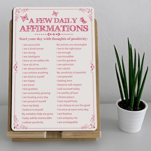 Room Decor Aesthetic A Few Daily Affirmations Motivational Wall Art Tin Metal Sign Pink Butterfly Wall Home Coffee Room Office Decor Gifts 8X12 Inches - Image 6