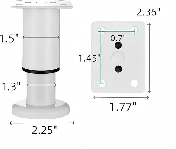 4PCS Adjustable 3.1-4.7 Inch Metal Furniture Legs White Furniture Replacement - Image 2