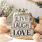 Yuntau 5 Pcs Rustic Farmhouse Table Decor Stacked Wooden Block Sign - Image 2