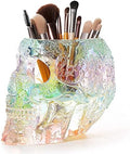 Skull Makeup Brush Holder, Pen Holder, Vanity, Desk, Office Organizer, Stationary, Decor Planter, Candy Bowl, Goth Decorations, Extra Large, Skulls Gothic Skull & Bones Organizer Bathroom (iridescent) by TheWineSavant