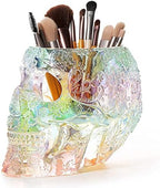 Skull Makeup Brush Holder, Pen Holder, Vanity, Desk, Office Organizer, Stationary, Decor Planter, Candy Bowl, Goth Decorations, Extra Large, Skulls Gothic Skull & Bones Organizer Bathroom (iridescent) by TheWineSavant