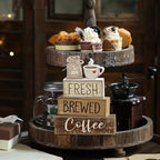 Yuntau 4 Pcs FarmhouseCoffee Bar Decor Wooden Tabletop Block Sign - Image 5