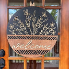 3D Welcome Sign for Front Door, Rustic Round Wood Wreaths Wall Hanging Modern Farmhouse Decor, House Warming Gifts New Home, Porch Fence Decorations for Spring Summer Fall All Seasons Holiday Outdoor by Miwcff