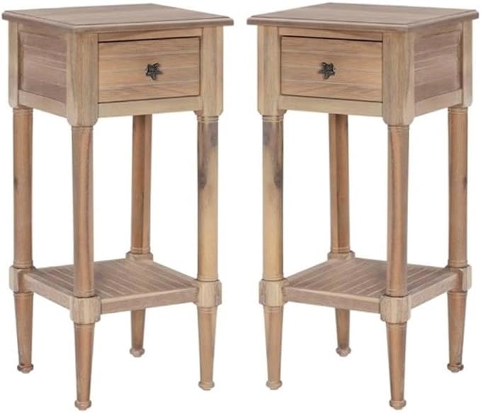 Home Square Wood Accent Starfish Coastal Side Table in Natural by HomeSquare