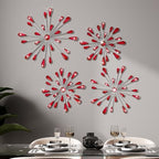 Hicarer 4 Pcs Starburst Wall Decor, Bling Metal Wall Art, Red by Hicarer