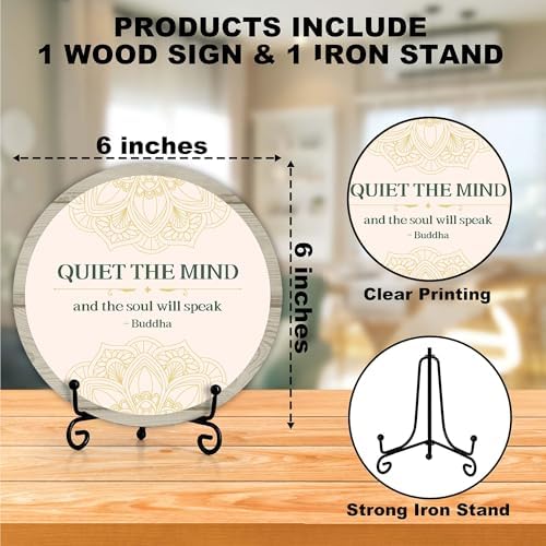Spiritual Home Decor, Quiet The Mind And The Soul Will Speak Wood Sign, Yoga Room Meditation Room Decor For Table Shelf, Inspirational Gifts For Woman Man Family Friend -c13 - Image 2