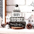 Marsui 4 Pcs Winter Wooden Hat Block Sign Farmhouse Table Decor Rustic - Image 6